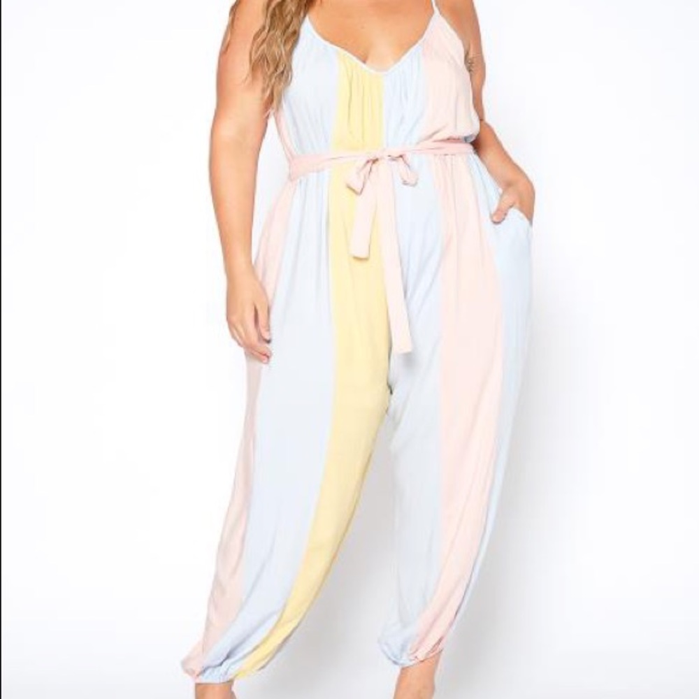 Pastel Striped Jumpsuit